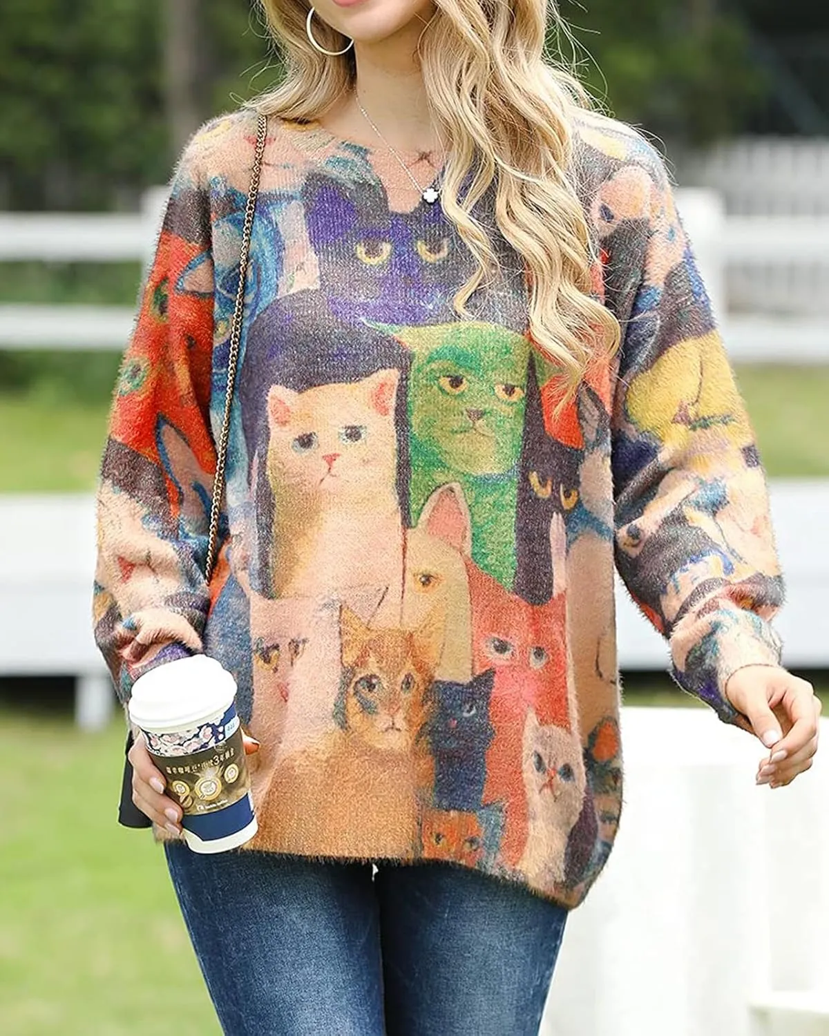 Spring Sweaters for Women 2025 Plus Size Crewneck Lightweigh Pullover Sweaters Graphic Printed Knit Trendy Tops