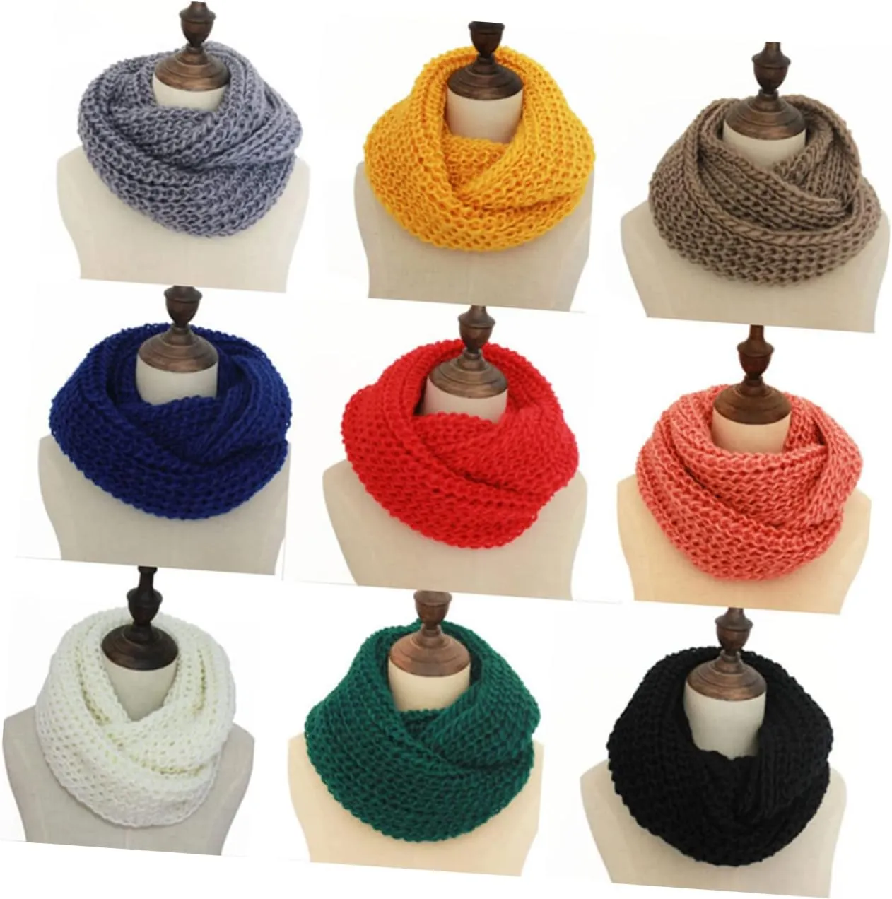 Thick Knit Wool Blend Scarf Versatile Black Loop Shawl for Winter Warmth Cozy Accessory for Men and
