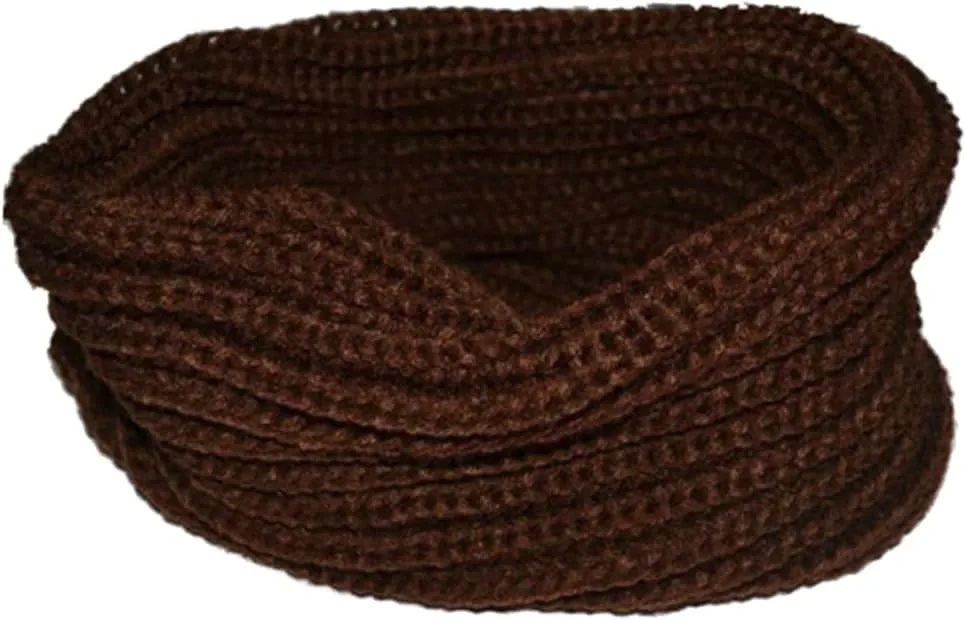 Thick Knit Wool Blend Scarf Versatile Black Loop Shawl for Winter Warmth Cozy Accessory for Men and