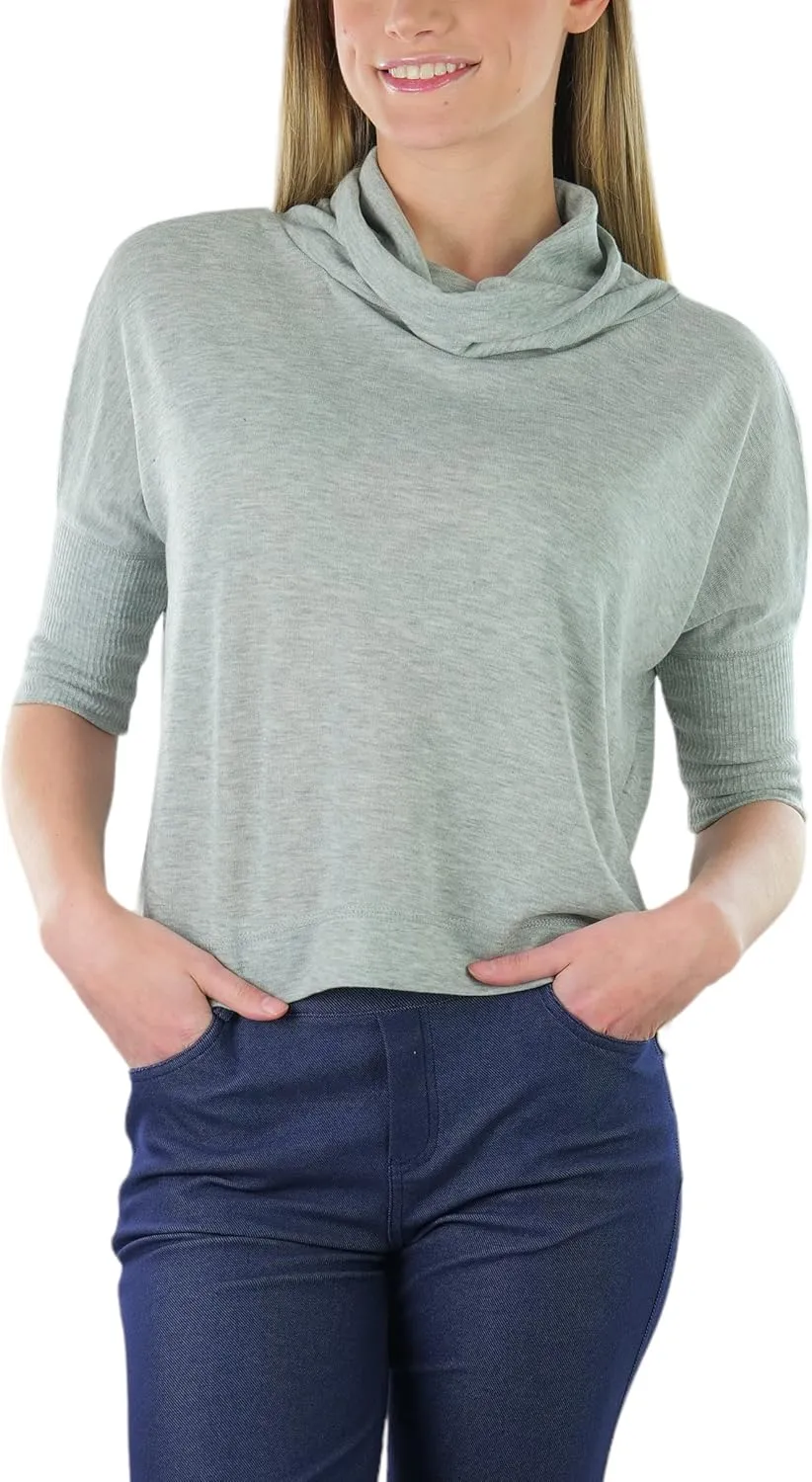 ToBeInStyle Women's Classic Knit Fold Over Turtleneck Pullover