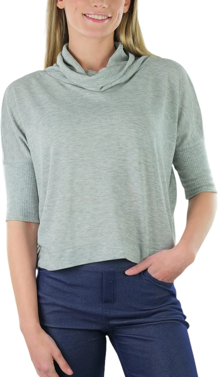 ToBeInStyle Women's Classic Knit Fold Over Turtleneck Pullover