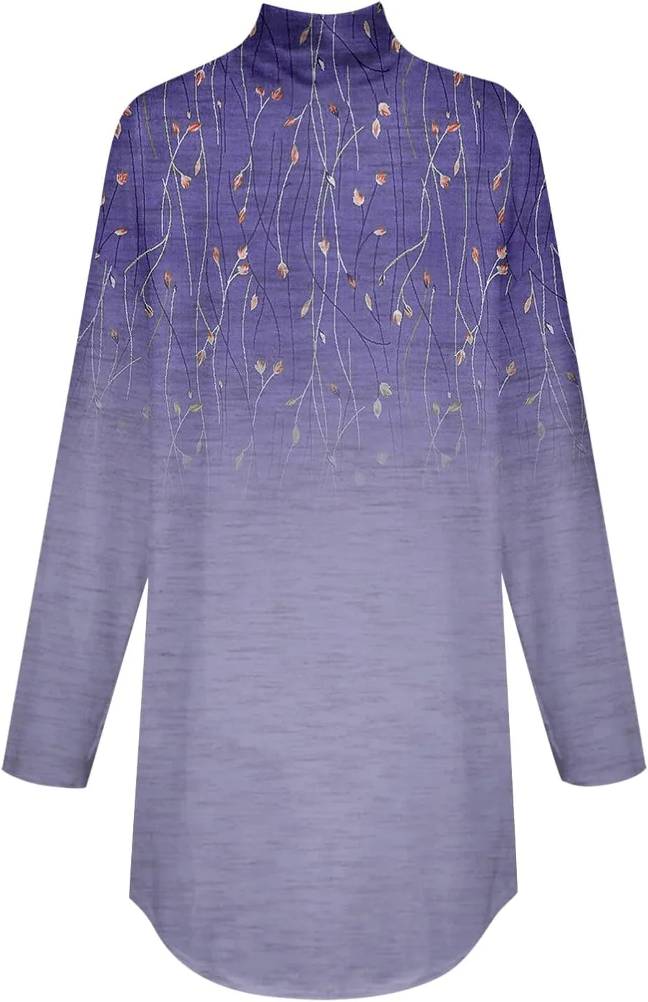 Tunic Tops For Women Loose Fit Dressy Print Mock Neck Shirts Casual Turtle Necks Long Sleeve Shirts Fall Blouse