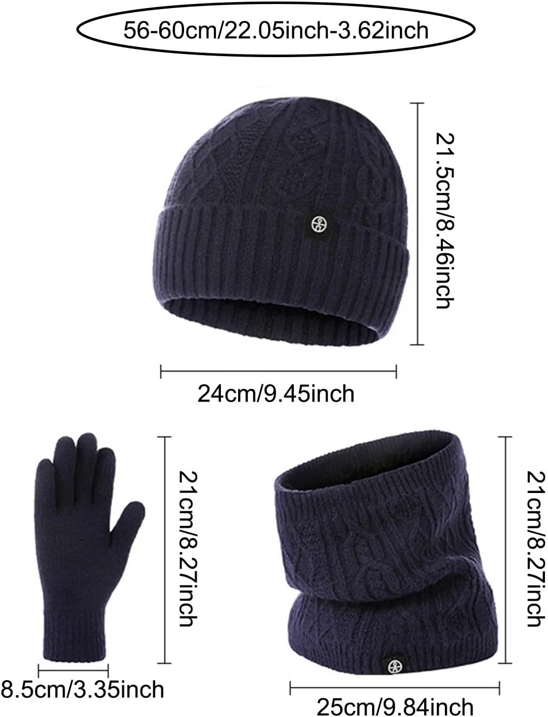 Winter Warm Set Knitted Beanie Hat Knit Scarf Touch Screen Gloves Earflap Neck Warmer Winter Gifts for Men Women