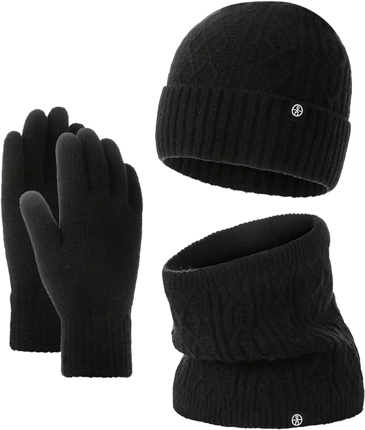 Winter Warm Set Knitted Beanie Hat Knit Scarf Touch Screen Gloves Earflap Neck Warmer Winter Gifts for Men Women