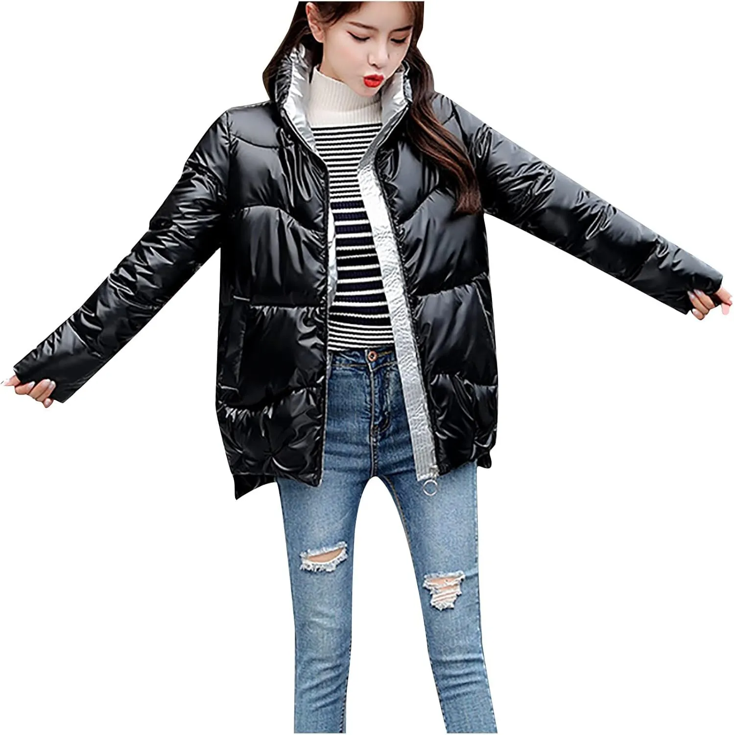 Women Lightweight Packable Puffer Jacket Water-Resistant Winter Coat Down Jacket Quilted Parka Bubble Padded Coat