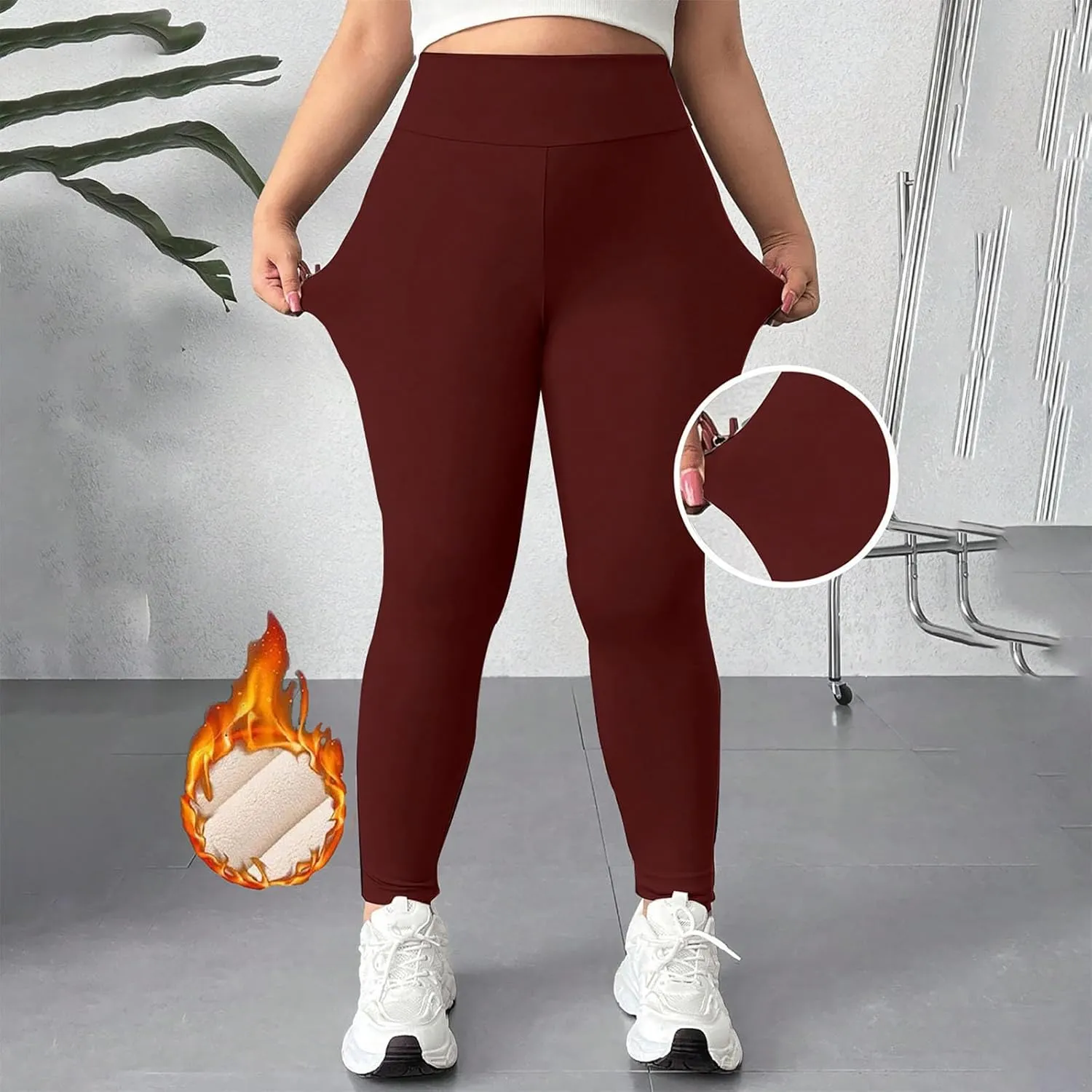 Women's Casual Sherpa Leggings Thicken Heavy Jogger Pants Fleece Lined Warm Thermal Pants Workout Yoga Tights