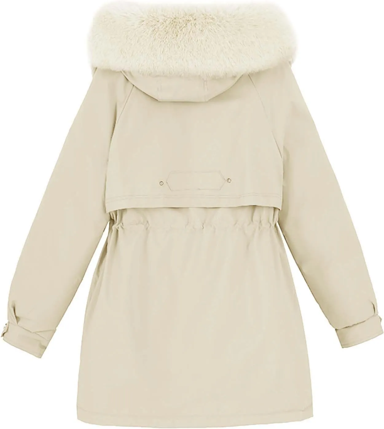 Women's Down Jackets Mid Length Thickened Quilted Puffer Jackets Padded Winter Coat Faux Fur Hooded Outerwear Pockets