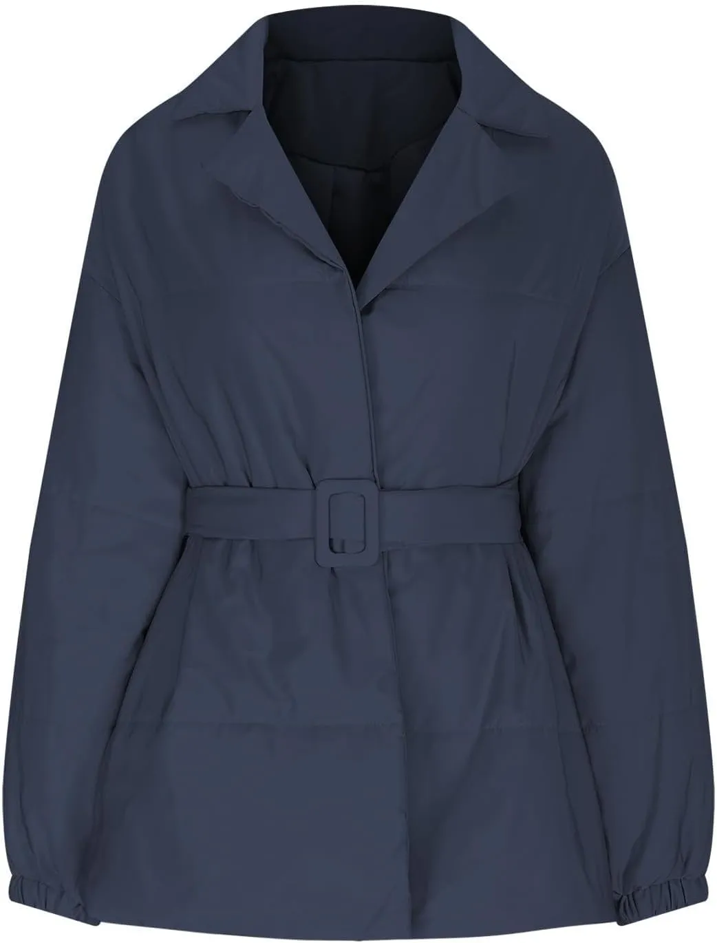 Womens Hooded Quilted Puffer Jacket Mid-Length Padded Warm Winter Heavyweight Coat Outerwear with Belt