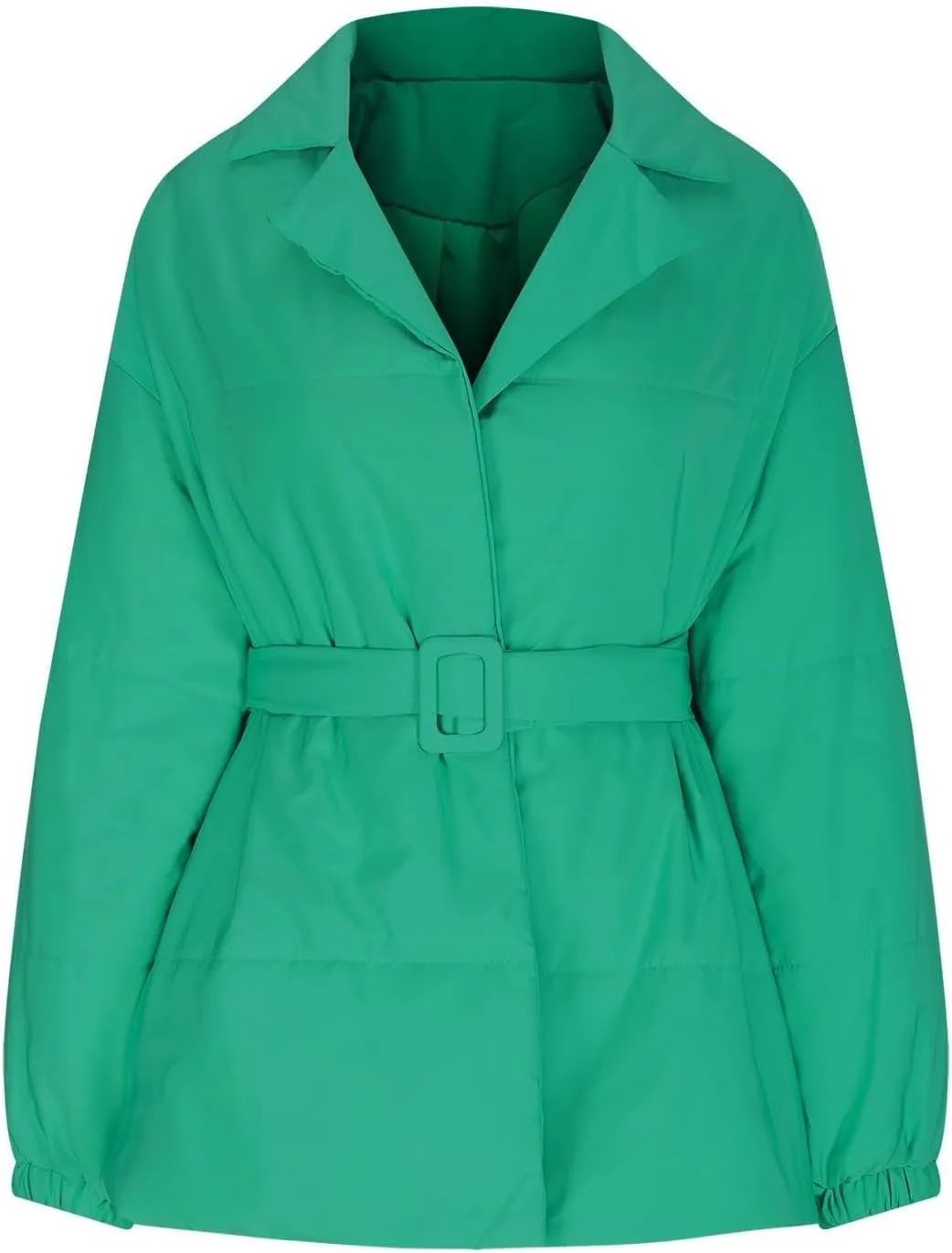 Womens Hooded Quilted Puffer Jacket Mid-Length Padded Warm Winter Heavyweight Coat Outerwear with Belt