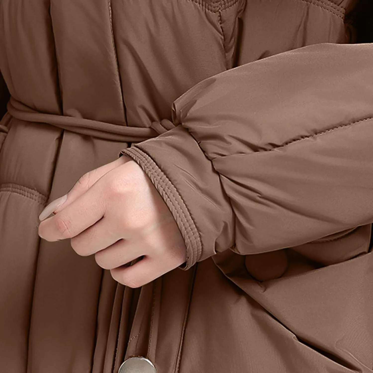 Womens Long Winter Down Puffer Jackets Heavyweight Thicken Quilted Trench Coat Windproof Padded Military Parka Jacket