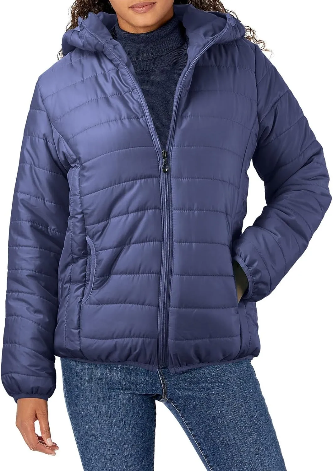Women's Puffer Jacket Lightweight Slim Fit Short Down Jacket Casual Zip Up Outwear Hooded Warm Puffy Coats with Pocket
