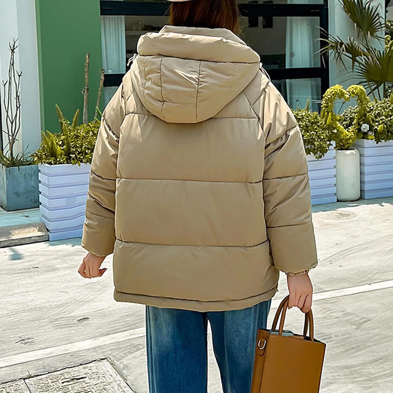 Women's Warm Winter Puffer Coats Heavyweight Long Sleeve Hooded Padded Down Jacket Thicken Parka Military Jackets