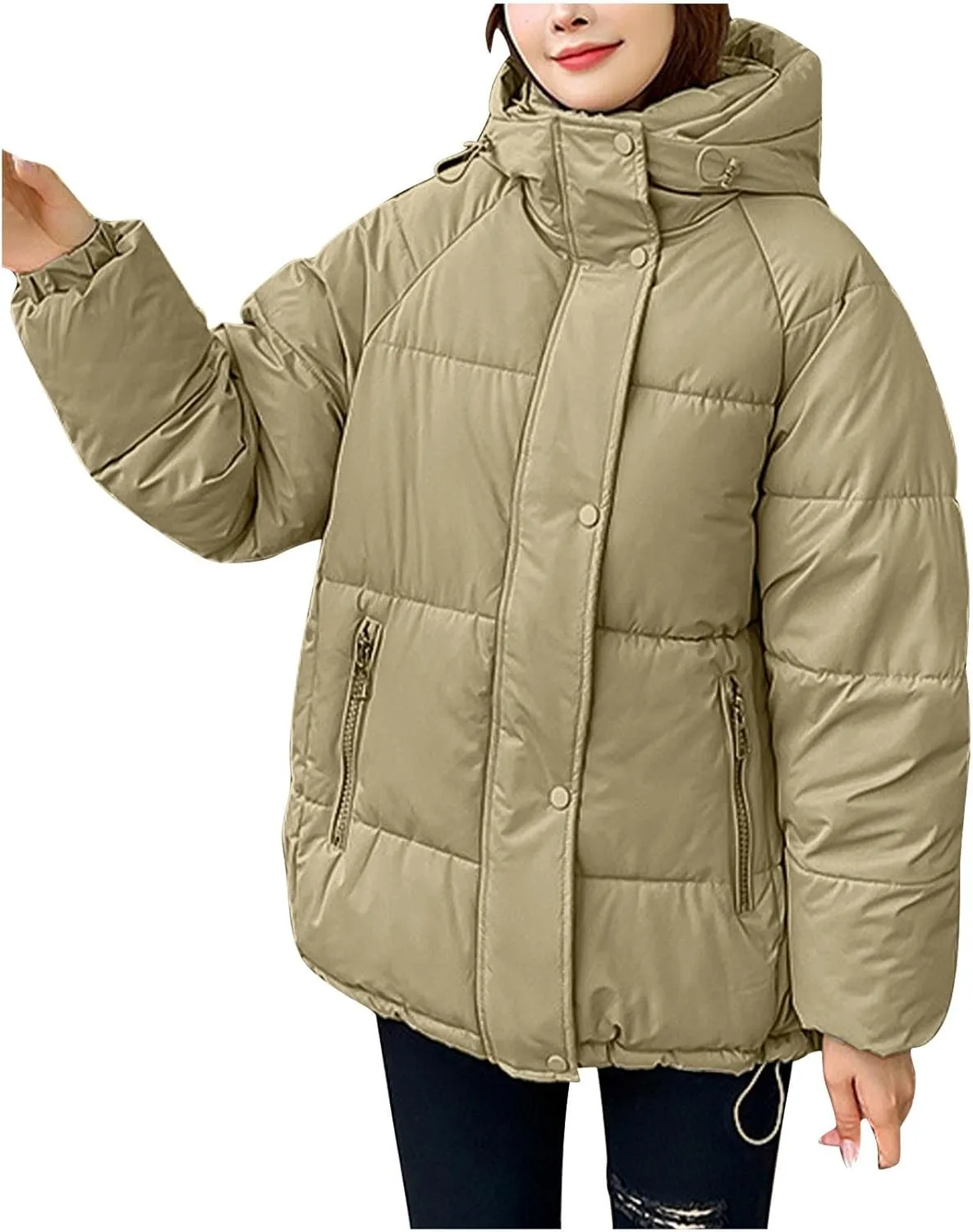 Women's Warm Winter Puffer Coats Heavyweight Long Sleeve Hooded Padded Down Jacket Thicken Parka Military Jackets