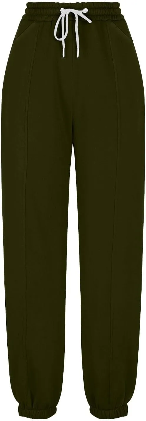 Womens Winter Sweatpants Thermal Fleece Lined Jogger Pants Elastic High Waist Athletic Lounge Thick Sweatpant