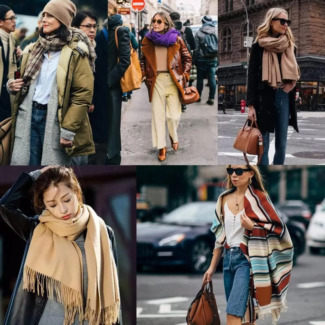Women's Winter Warm Big Plaid Scarves,Cashmere Feel Scarf,Knit Tassel Thick Shawl,Birthday Christmas New Year Gift.