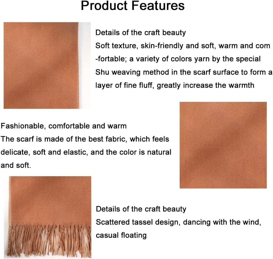 Women's Winter Warm Soft Sweet Fashion Scarves,Cashmere Feel Long Scarf,Knit Thick Shawl,Birthday Christmas New Year.