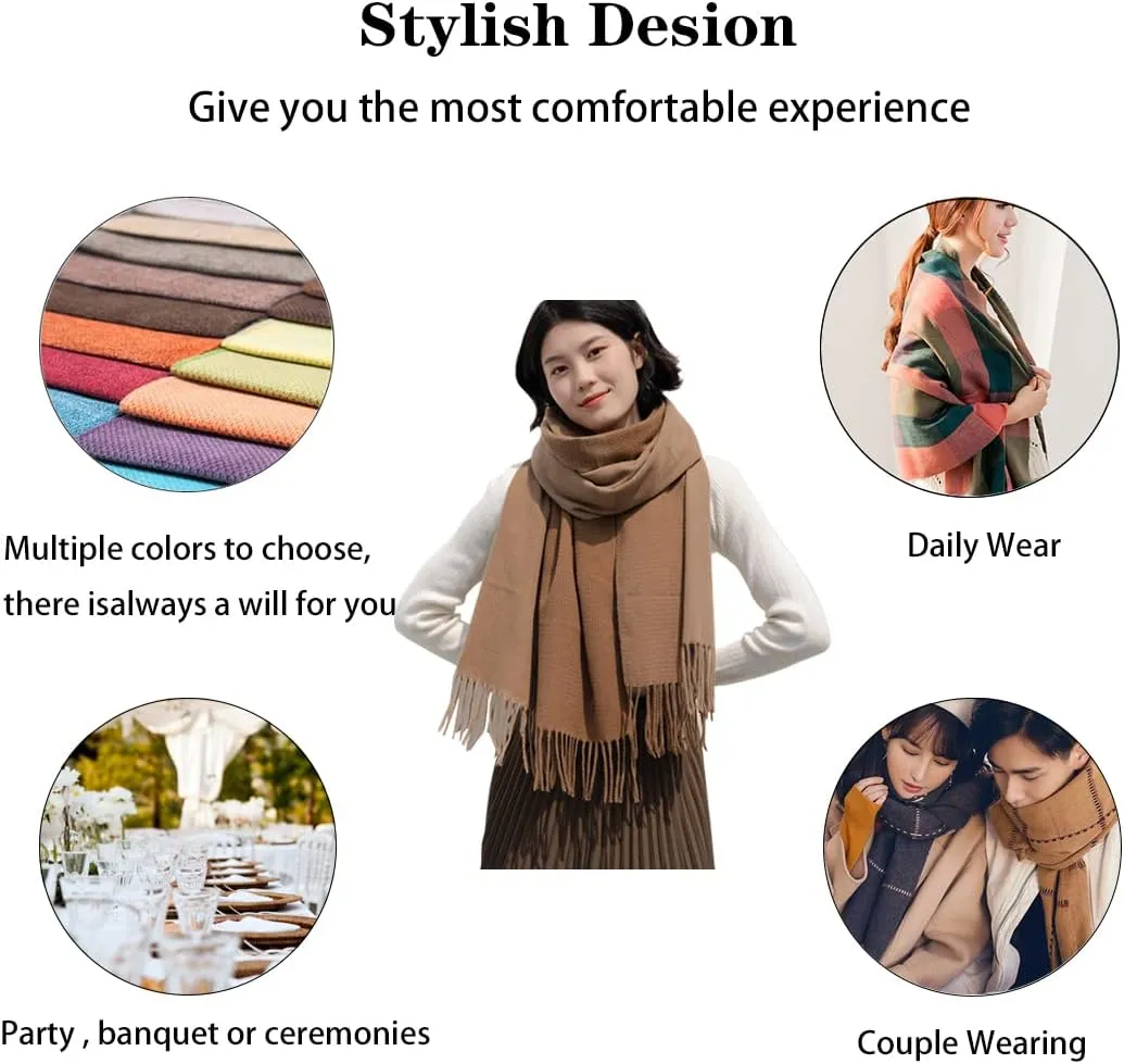Women's Winter Warm Soft Sweet Fashion Scarves,Cashmere Feel Long Scarf,Knit Thick Shawl,Birthday Christmas New Year.