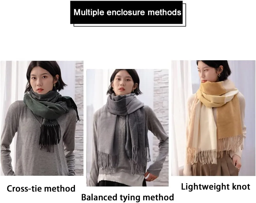Women's Winter Warm Soft Sweet Fashion Scarves,Cashmere Feel Long Scarf,Knit Thick Shawl,Birthday Christmas New Year.