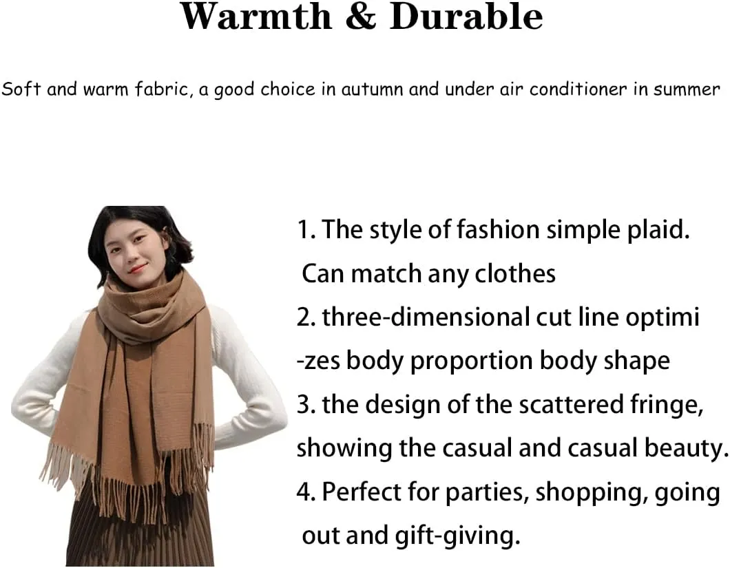 Women's Winter Warm Soft Sweet Fashion Scarves,Cashmere Feel Long Scarf,Knit Thick Shawl,Birthday Christmas New Year.