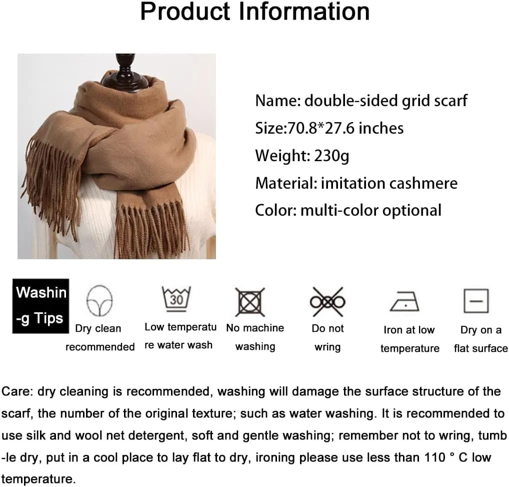 Women's Winter Warm Soft Sweet Fashion Scarves,Cashmere Feel Long Scarf,Knit Thick Shawl,Birthday Christmas New Year.