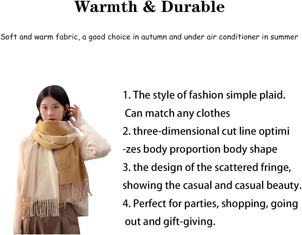 Women's Winter Warm Soft Sweet Fashion Scarves,Cashmere Feel Long Scarf,Knit Thick Shawl,Birthday Christmas New Year.