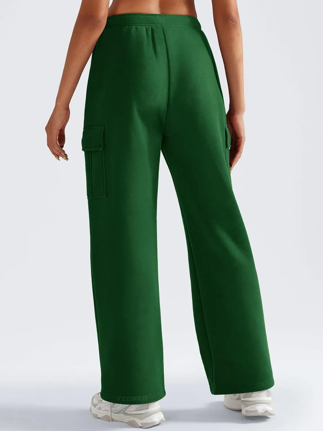 YEOREO Sweatpants Womens Cargo Pants Fleece Lined Wide Leg Joggers Baggy Drawstring Nairi Sweat Pants with Pockets